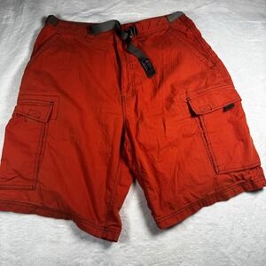 Abercrombie & Fitch Cargo Shorts Mens Large Orange Belted Pockets Outdoor L Y2K
